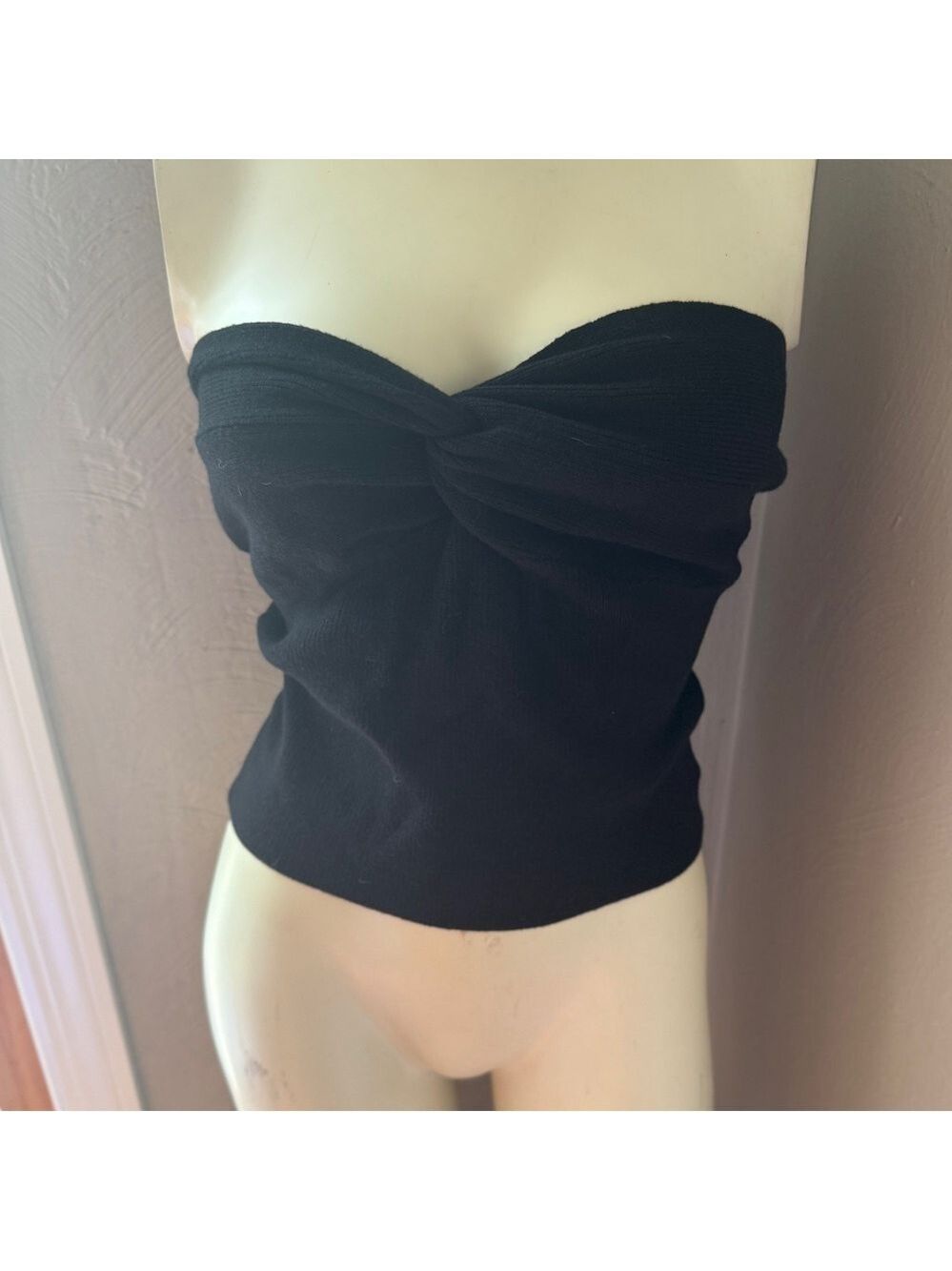 EFAN strapless black halter top size med twist front